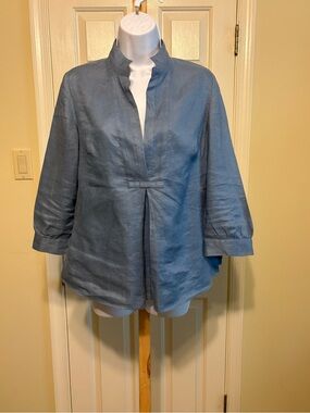 ANN TAYLOR Light Blue Linen Tunic, Size: 4